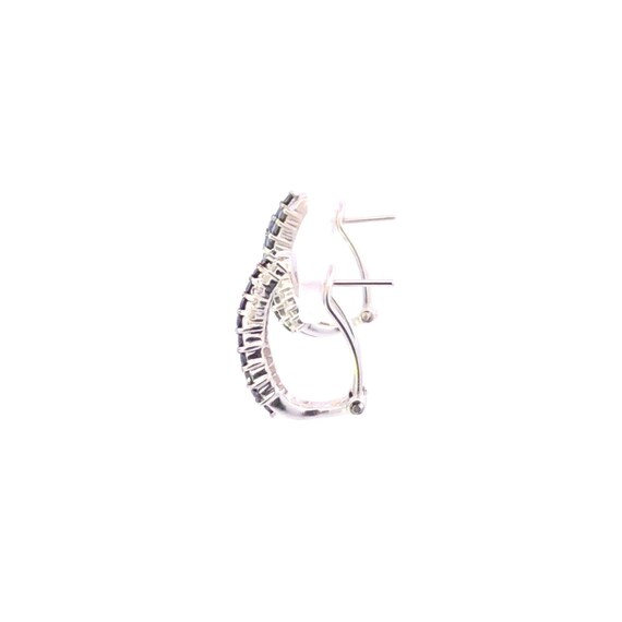 14K Black & White Diamond Criss Cross Hoop Earrin… - image 2
