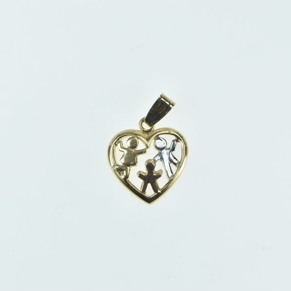 14K Tri Tone Heart Children Mothers Day Charm/Pendant Yellow Gold