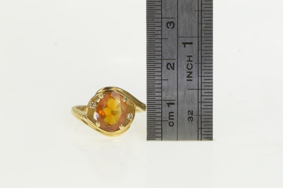 14K Oval Citrine Diamond Accent Bypass Ring Size … - image 4