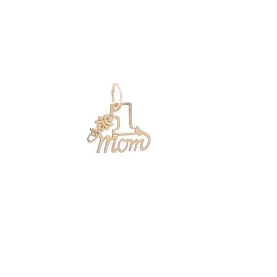 14K #1 Number One Mom Mother's Day Charm/Pendant … - image 1