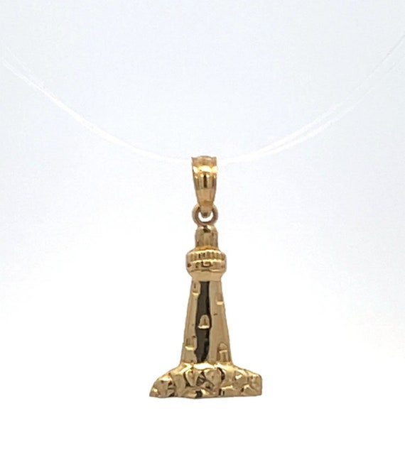 14K Lighthouse Coastal Beach Motif Travel Charm/Pe