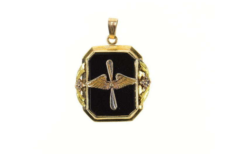10K Propeller Wings Insignia WWII Sweetheart CharmPendant Yellow Gold
