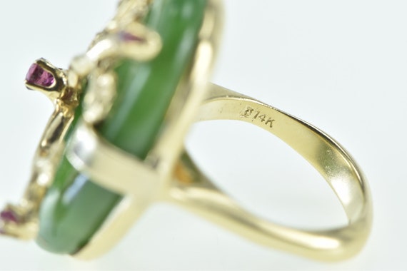 14K Jade Ring Ruby Tree Branch Cherry Blossom Rin… - image 3