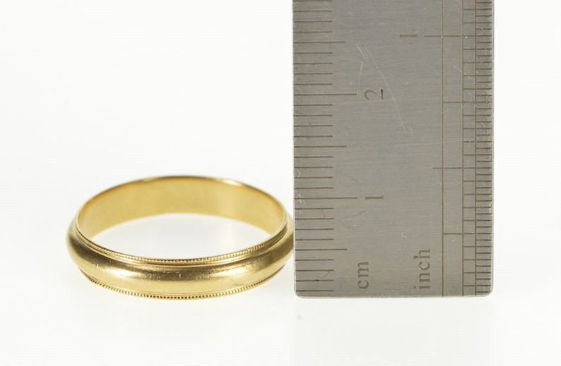 14K Rounded Milgrain Trim Classic Wedding Band Ring Size 9.75 Yellow Gold