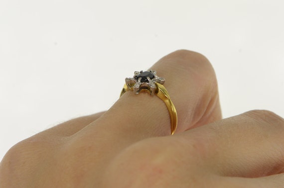 18K Sapphire Diamond Halo Engagement Ring Size 6.… - image 6