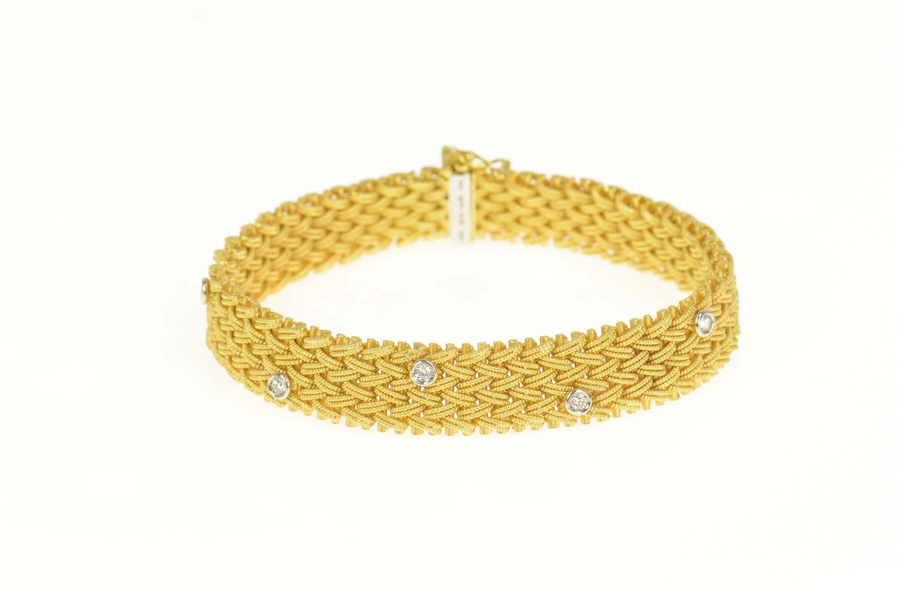 18K La Pepita 0.76 Ctw Diamond Woven Chain Bracelet 7.25 18K La Pepita 0.76 Ctw Diamond Woven Chain Bracelet 7.25