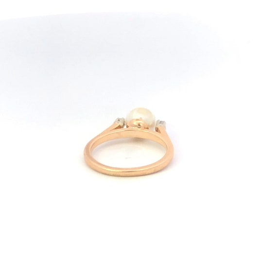 14K Pearl Diamond Classic Vintage Engagement Ring… - image 3