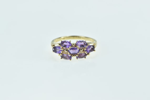 14K Vintage Oval Amethyst Cluster Statement Ring … - image 1