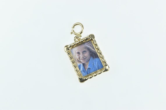 14K Picture Photo Frame Locket 2 Sided Charm/Pend… - image 2