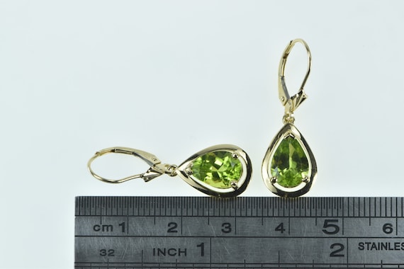 14K Pear Peridot Vintage Ornate Dangle Earrings Y… - image 4