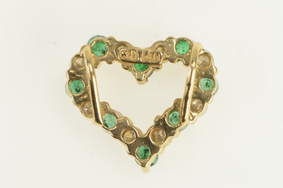 14K Diamond Emerald Heart Love Symbol Pendant Yel… - image 3