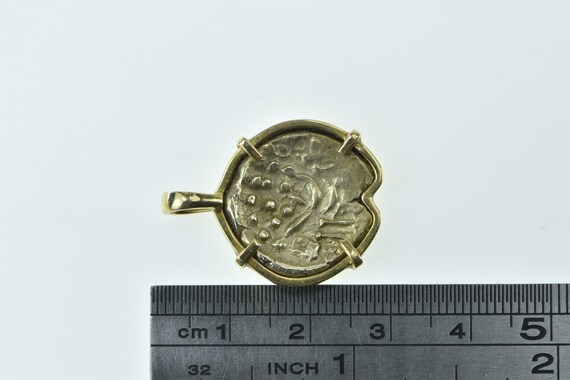 18K Ancient Coin Vintage Statement Pendant Yellow… - image 4