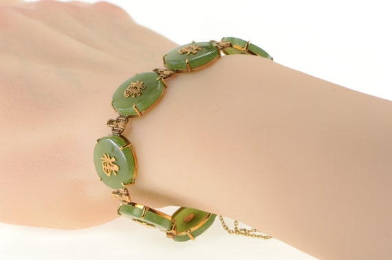 14K Jade Chinese Symbol Happiness Fortune Bracele… - image 6