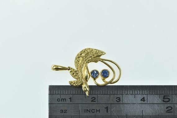 18K Ornate Sapphire Bird Peace Symbol Pendant Yel… - image 4