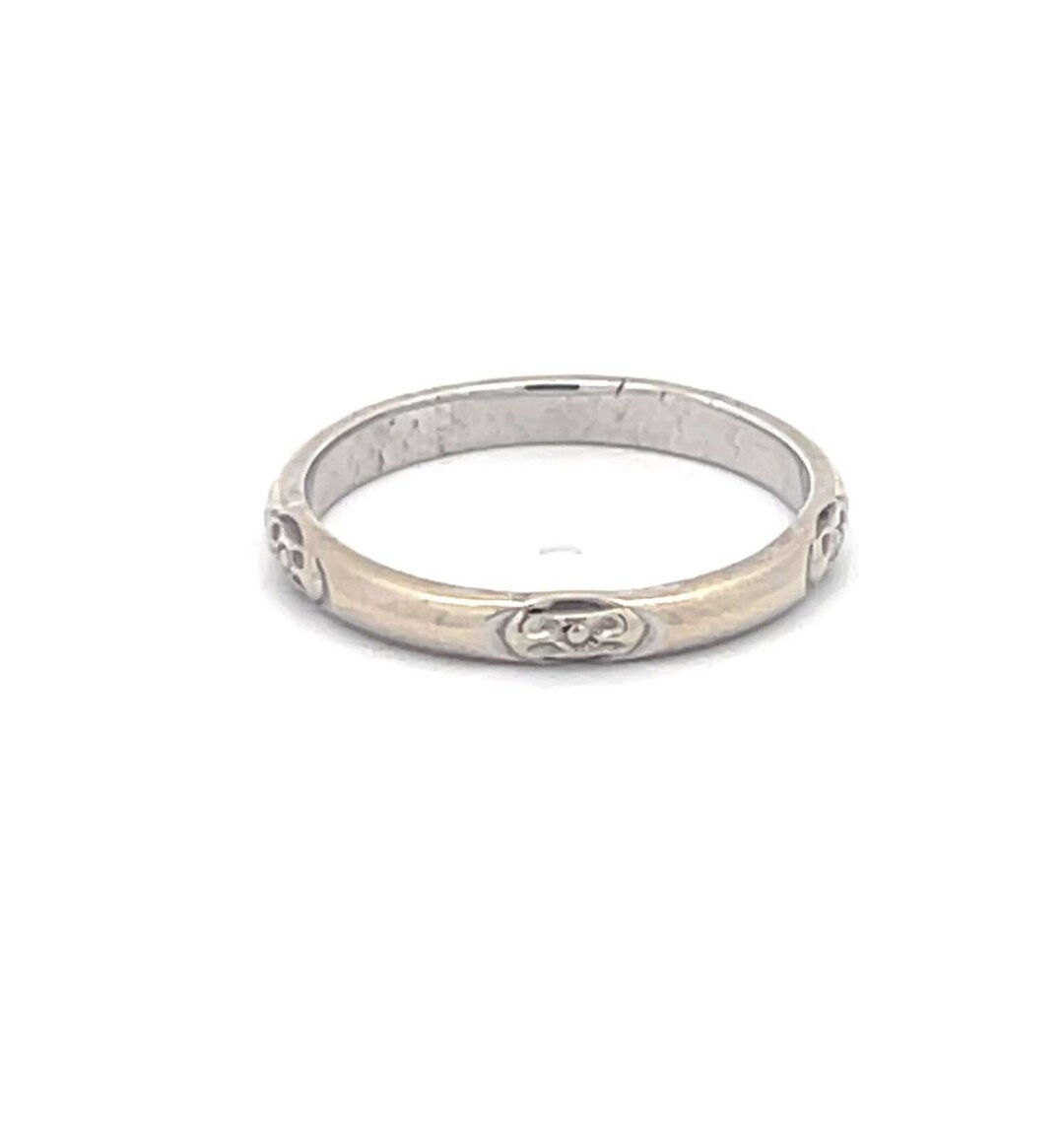 14K 2.5mm 1950's Flower Pattern Wedding Ring Size 6.25 White Gold - Etsy