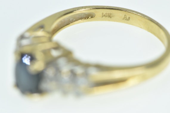 14K Oval Sapphire Diamond Vintage Engagement Ring… - image 3