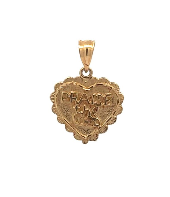 14K Heart Christian Praise The Lord Vintage Pendan