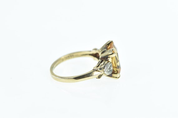 10K 1950's Emerald Cut Syn. Citrine Diamond Ring … - image 2