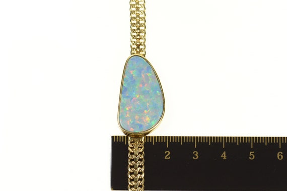 14K Ornate Oval Natural Opal Squared Chain Bracel… - image 4