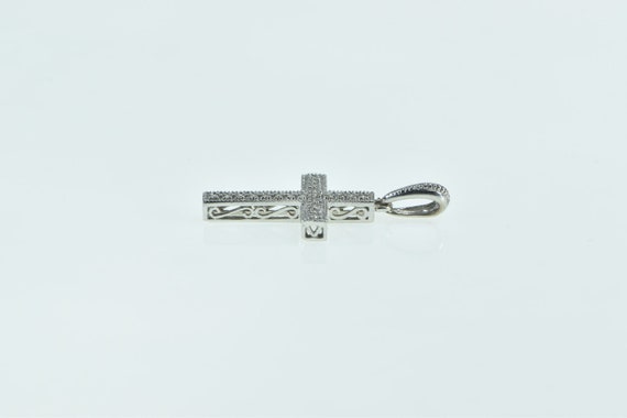 14K Vintage Diamond Cross Christian Faith Pendant… - image 2