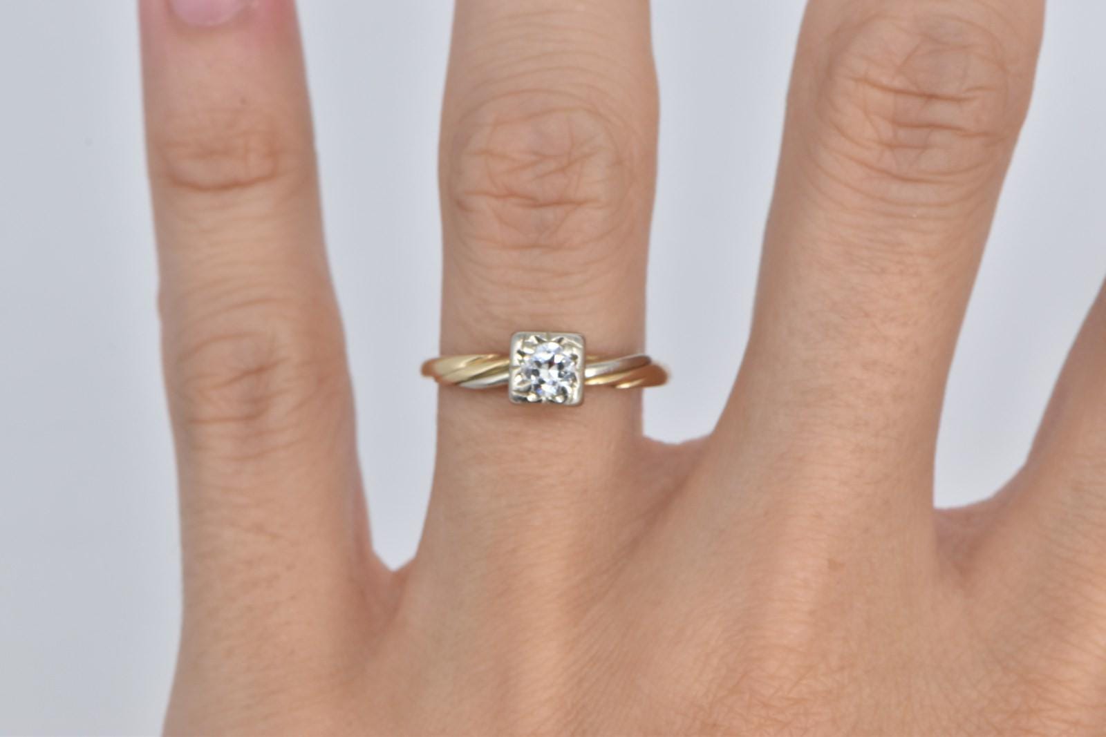 14K 0.26 Ct Diamond 1950's Classic Engagement Ring Size 7