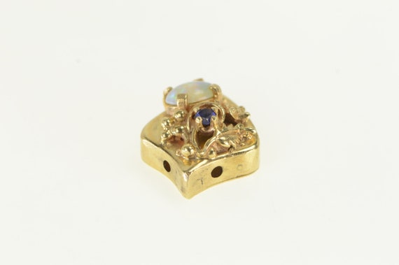 14K Opal Sapphire Floral Slide Bracelet Charm/Pen… - image 3