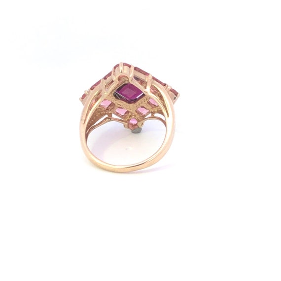 10K Faceted Tourmaline Pink Topaz Square Cocktail… - image 3