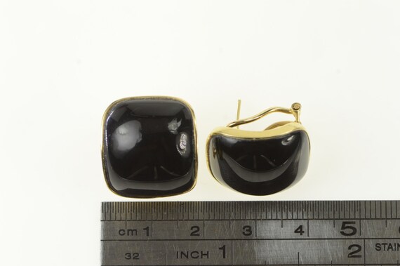 14K 1960's Vintage Curved Black Onyx Earrings Yel… - image 4