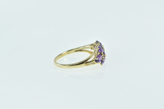 14K Vintage Oval Amethyst Cluster Statement Ring … - image 2