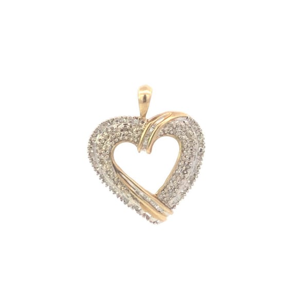 10K Vintage Diamond Encrusted Heart Love Pendant … - image 1