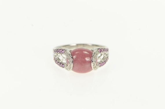 14K Rhodochrosite Diamond Sapphire Statement Ring… - image 1
