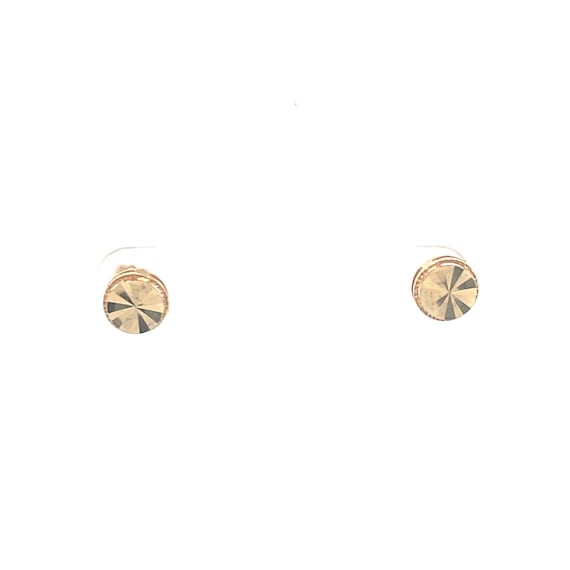 14K Round Diamond Cut Circle Vintage Stud Earring… - image 1