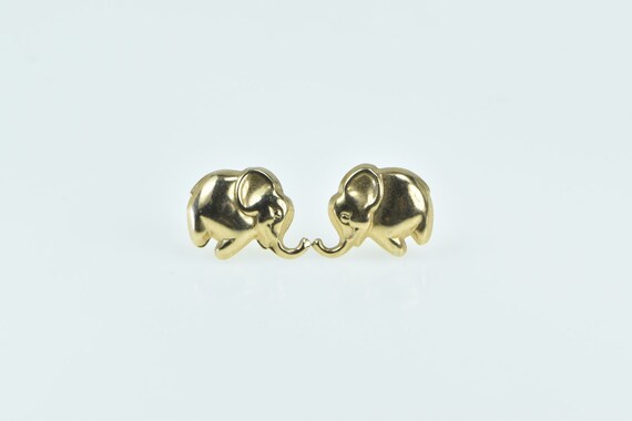 14K Elephant Animal Memory Symbol Stud Earrings Y… - image 1