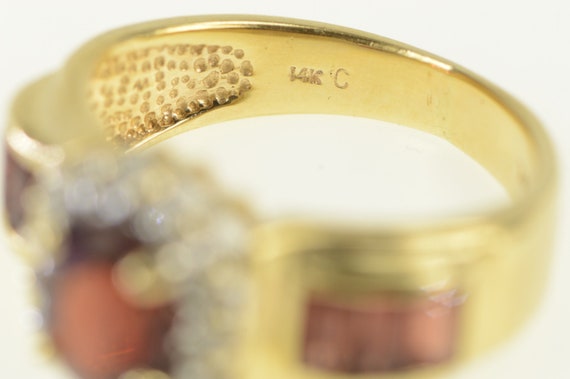 14K Oval Garnet Vintage Halo Statement Ring Size … - image 3