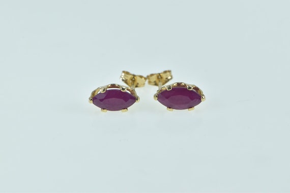 14K Marquise Ruby Vintage Solitaire Stud Earrings… - image 1