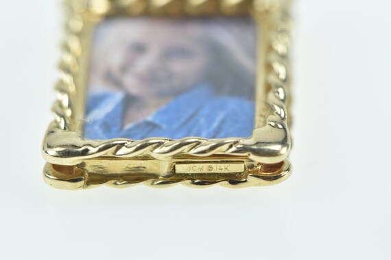 14K Picture Photo Frame Locket 2 Sided Charm/Pend… - image 3