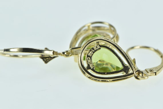 14K Pear Peridot Vintage Ornate Dangle Earrings Y… - image 3