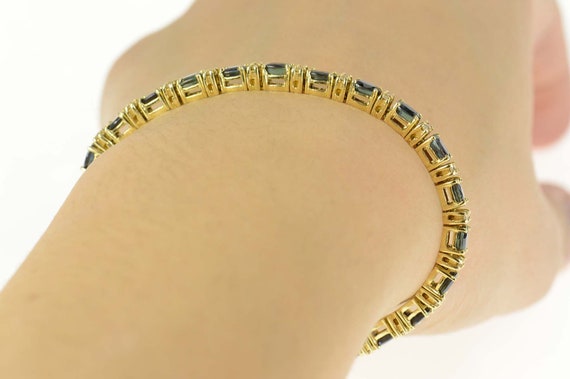 14K Oval Sapphire Diamond Accent Tennis Bracelet … - image 6