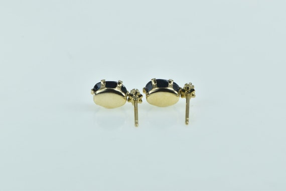 14K Oval Sapphire Diamond Vintage Stud Earrings Y… - image 2