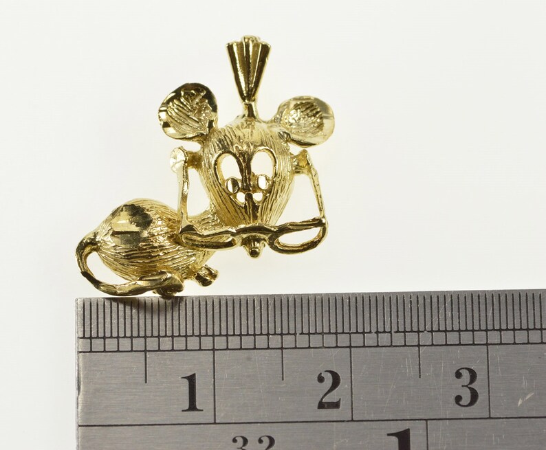 10K Stylized Cartoon Mouse with Glasses CharmPendant Yellow Gold