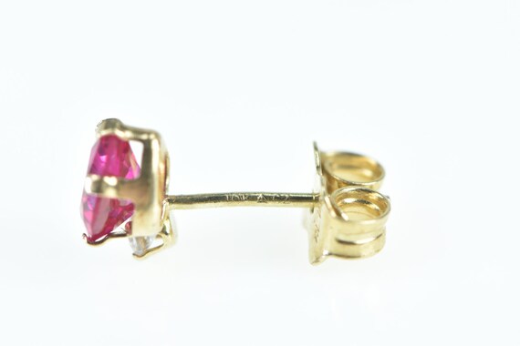 10K Heart Syn. Ruby Diamond Accent Single Stud Ea… - image 3