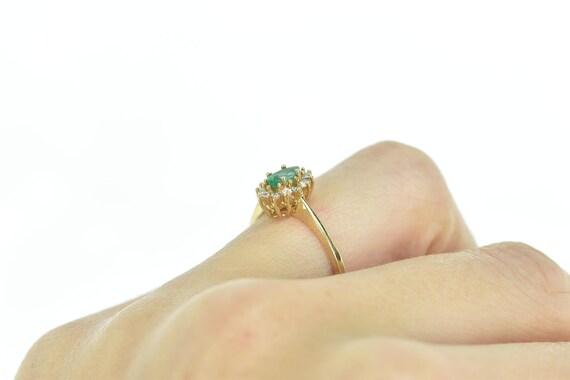 14K Marquise Emerald Diamond Engagement Ring Size… - image 6