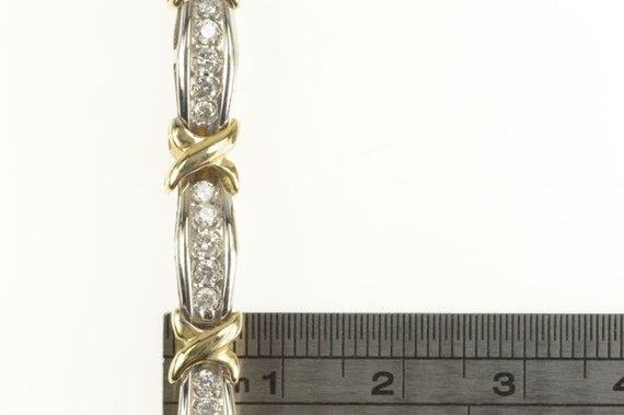 10K 1.75 Ctw Two Tone Diamond X Tennis Bracelet 8… - image 4