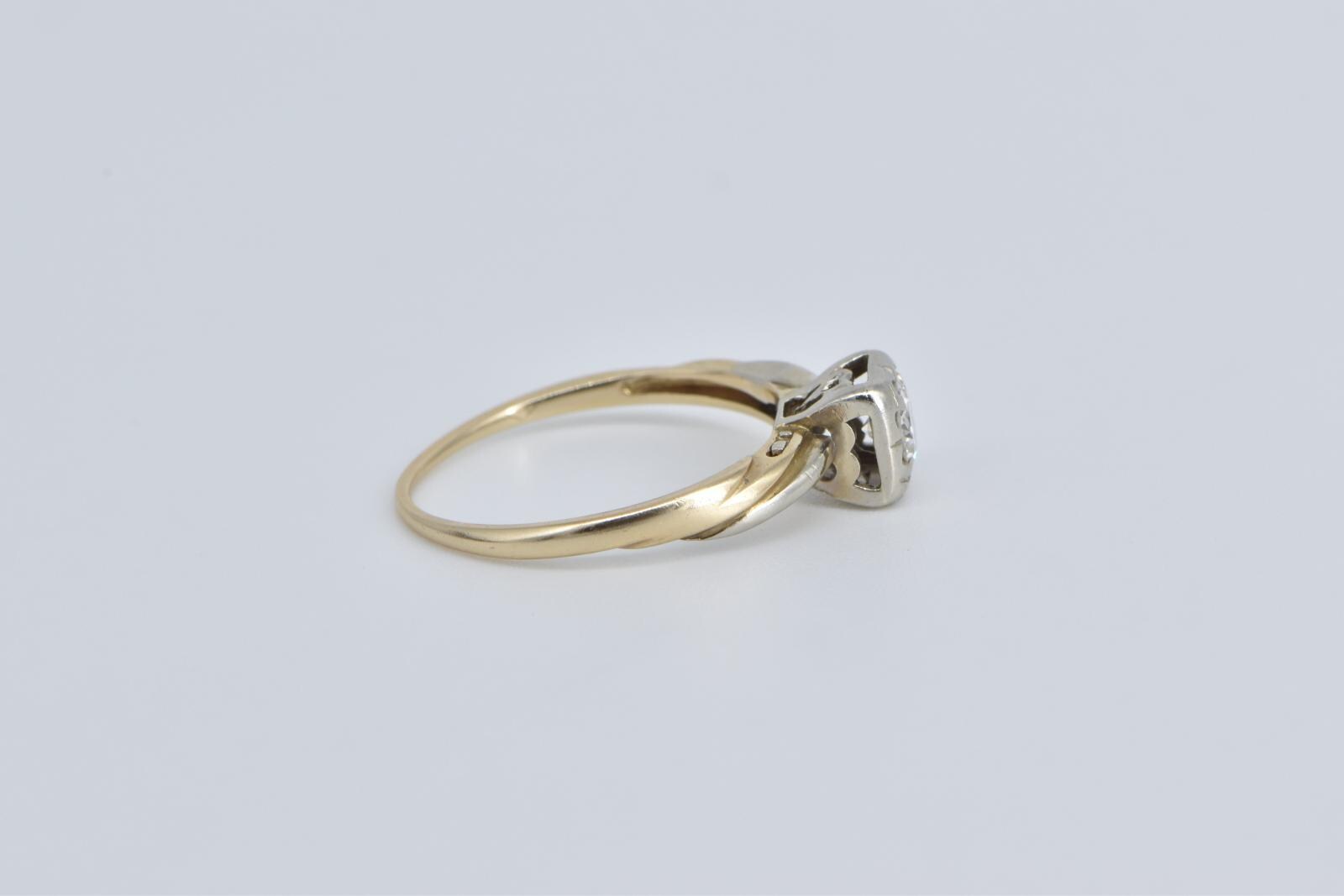 14K 0.26 Ct Diamond 1950's Classic Engagement Ring Size 7