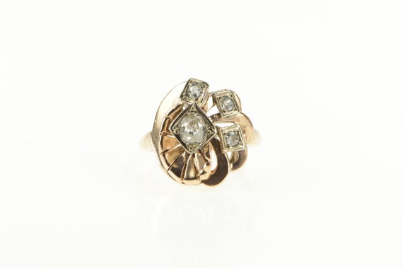 14K 0.39 Ctw Old Mine Cut Diamond Engagement Ring… - image 1