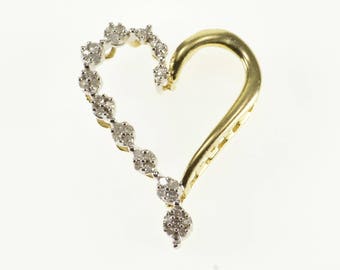 10k Two Tone Diamond Encrusted Heart Pendant Gold