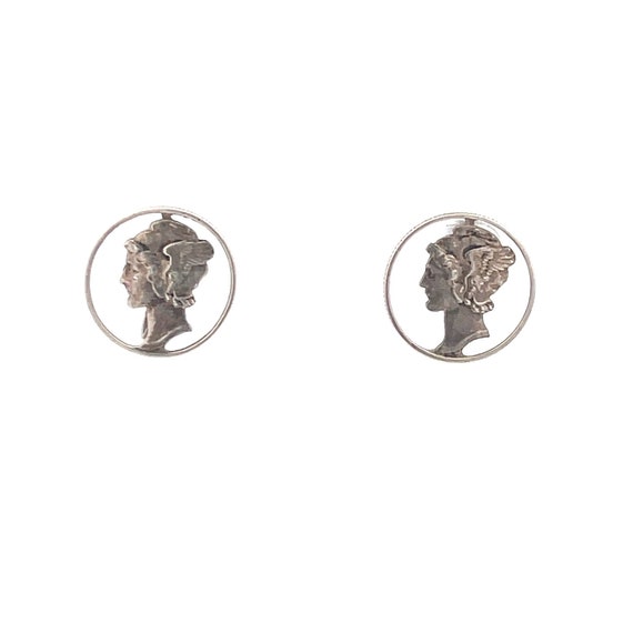 Sterling Silver Mercury Dime Artisanal Screw Back… - image 1