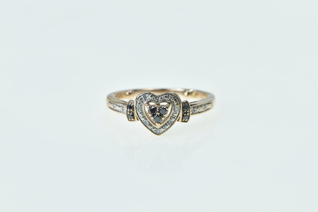 Dainty 10k Rose Gold April Birthstone Heart Ring With CZ - Promise/Proposal Ring, Size 5.5