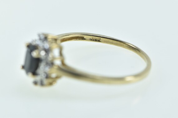 10K Oval Black Onyx Diamond Halo Statement Ring S… - image 3