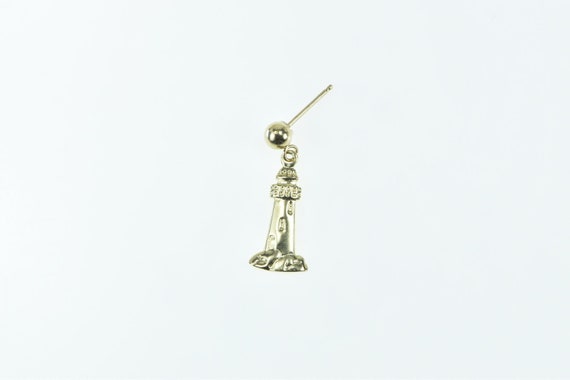 14K Single Lighthouse Coastal Landmark Dangle Ear… - image 1